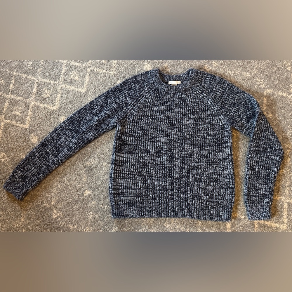 H&M Basic Women’s Sweater Pullover Cropped Knit Blue White